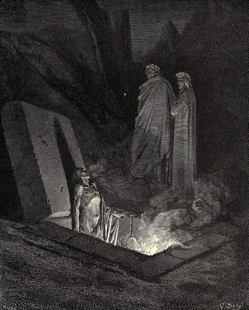 Ilustrasi Menghantui Gustave Doré dari Divine Comedy Dante wallpaper ponsel HD