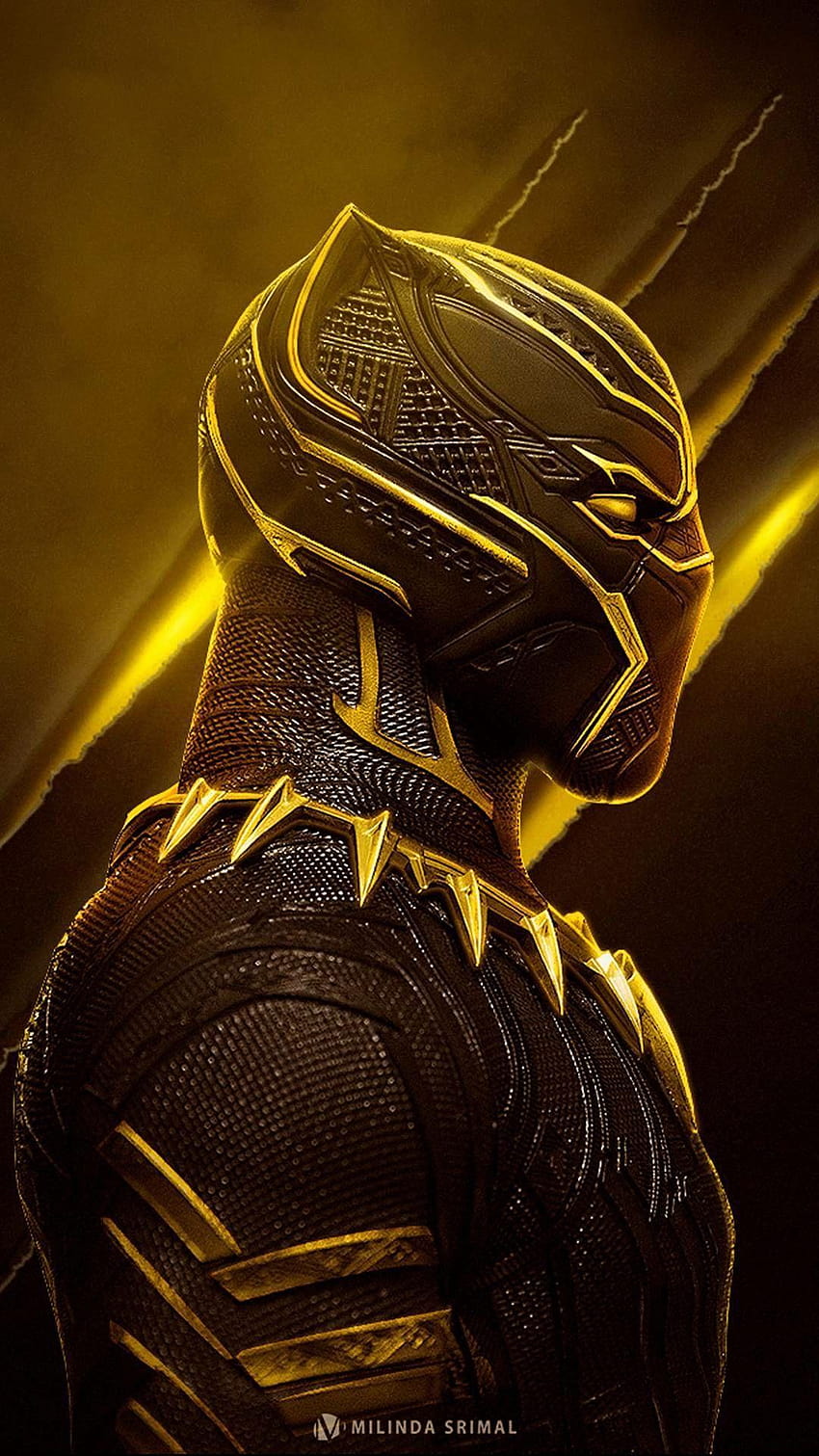 Golden Black Panther, gold superhero suit HD phone wallpaper
