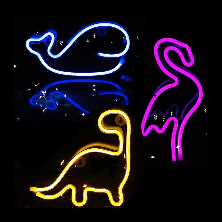 Compre Viopvery 3 PCs Neon Signs, LED Neon Light Signs para decoração de parede, LED Dinosaur Bird Whale Neon Lights para quarto, festa, aniversário, Natal, casamento, bar online na Indonésia. B09BC6MG2J, dinossauro neon Papel de parede de celular HD