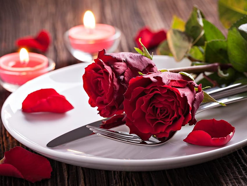 Candle Glass Valentine, valentines dinner HD wallpaper