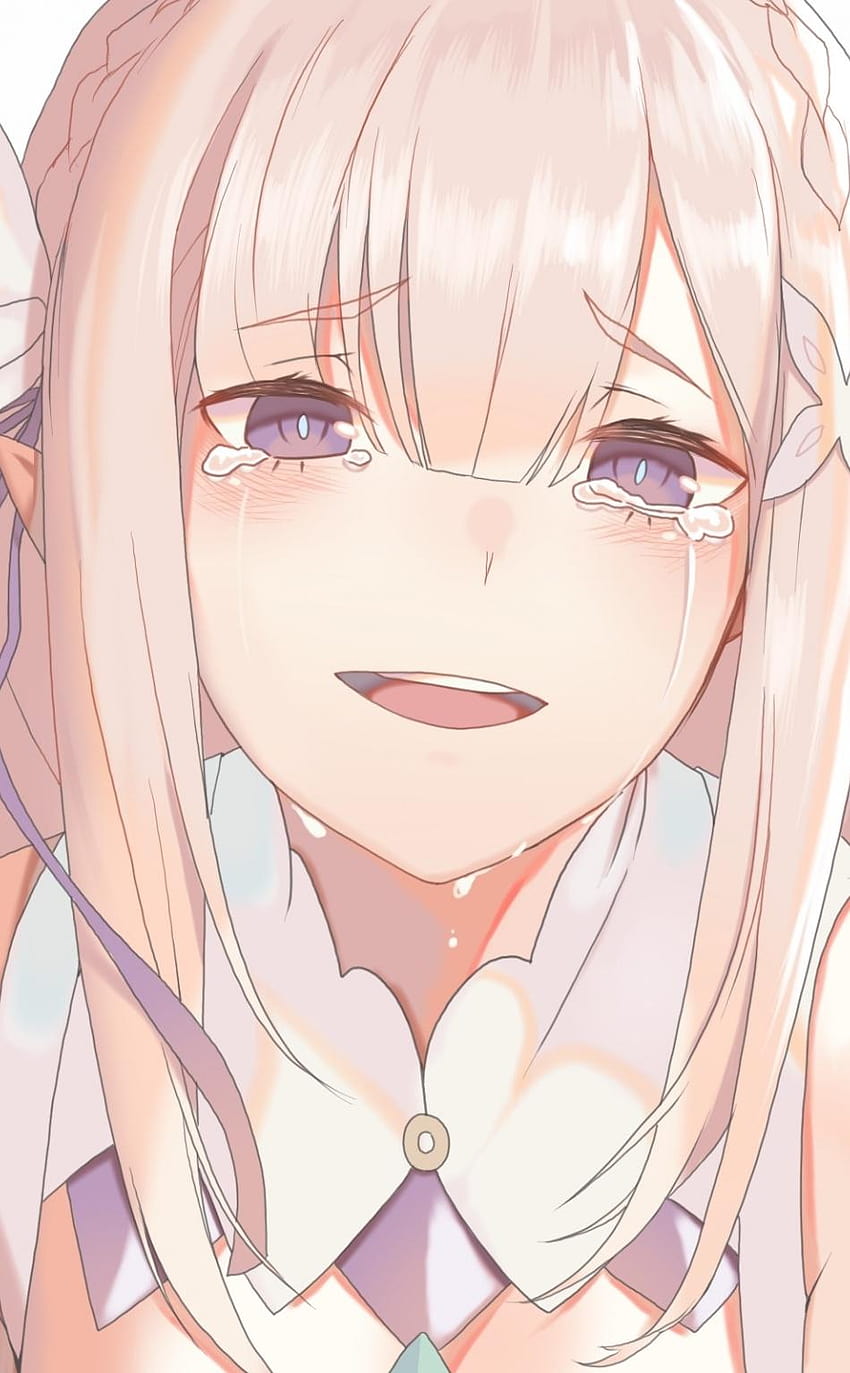 950x1534 Weinen, Emilia, Re:Null, Anime, Anime-Mädchen weint und lächelt HD-Handy-Hintergrundbild