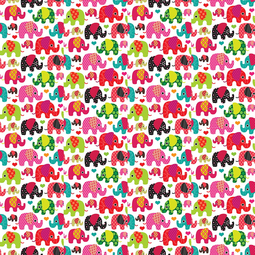 Cute retro kids elephant pattern fabric fabric, cute design HD phone wallpaper