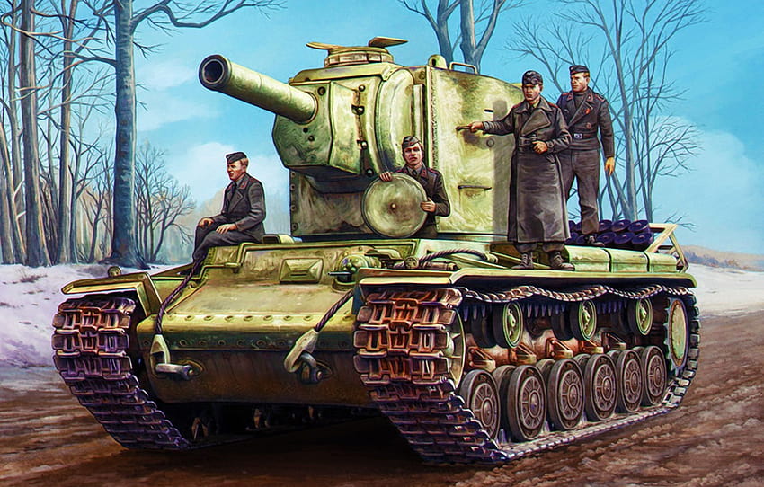 war, art, painting, tank, ww2, Pz.Kpfw KV, kv 2 HD wallpaper