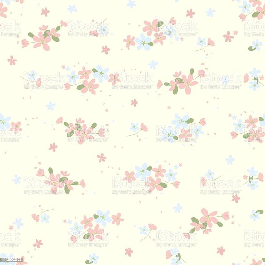 Patrón floral transparente con pequeñas flores lindas sobre s beige claro Textura ligera y aireada de primavera para azulejos interiores Textiles Scrapbooking Embalaje y varios tipos de diseño Vect Stock Ilustración fondo de pantalla del teléfono