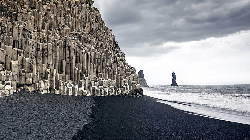 Plage de sable noir côte sud de l'Islande, plage de sable noir islande Fond d'écran HD