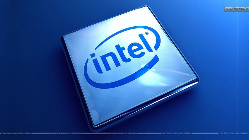 Intel Company Logo On Blue Backgrounds HD wallpaper