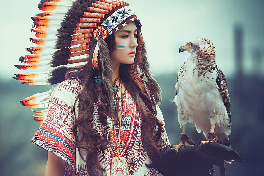 아름다운 소녀, 아메리카 원주민 인디언 여성 HD 월페이퍼