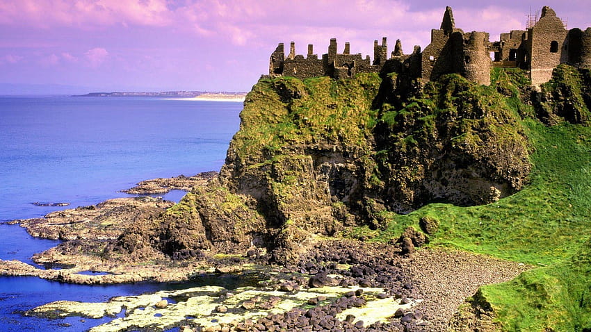 Medieval: Dunluce Castle Sea Cliff Northern Ireland Coast Ruins HD wallpaper
