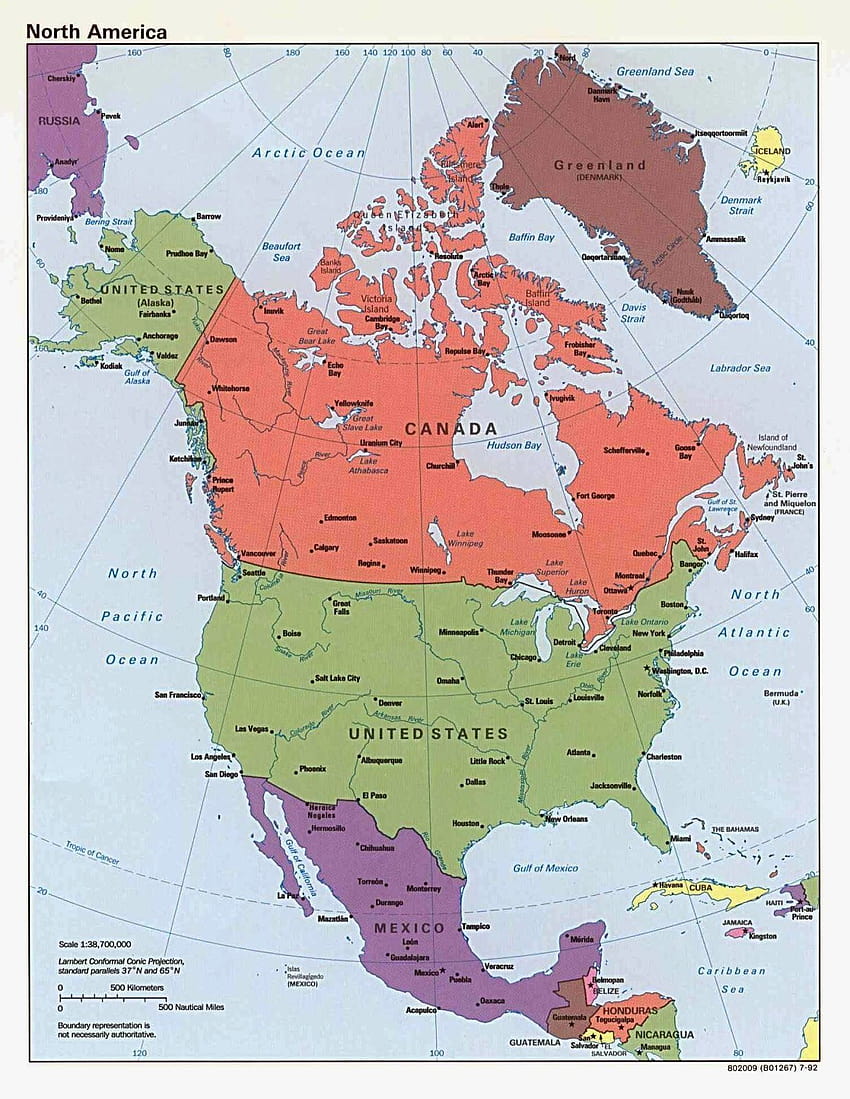 Karte von Nordamerika HD-Handy-Hintergrundbild