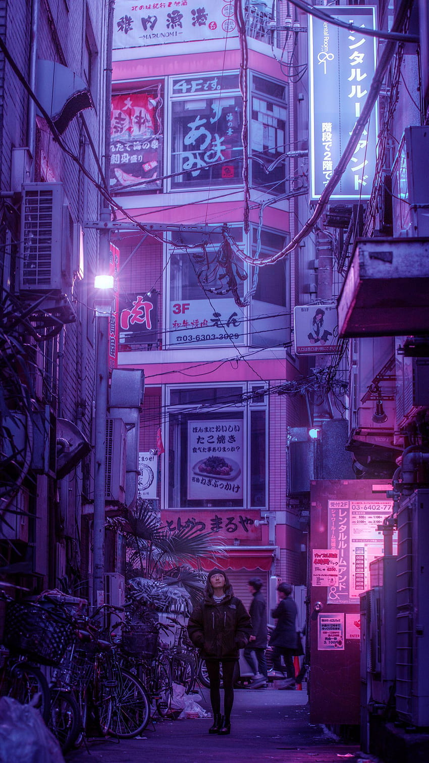 esthétique japonaise noire et violette Fond d'écran de téléphone HD