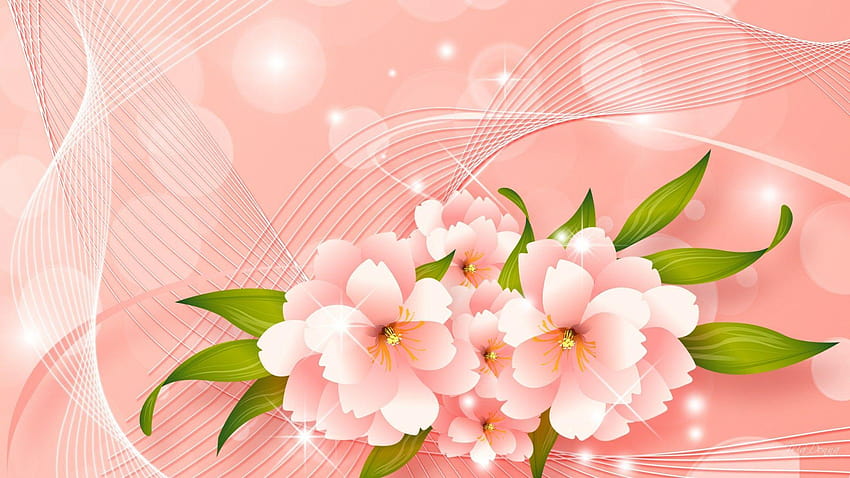 3d Abstract Pink Flowers Peach Flowers HD wallpaper