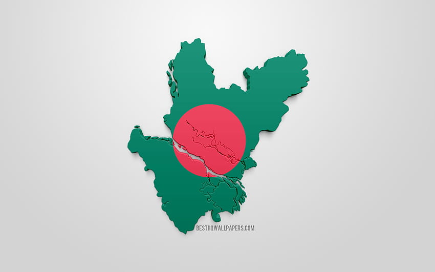 Dhaka map silhouette, 3d flag of Dhaka, 3d art, bangladesh map HD wallpaper