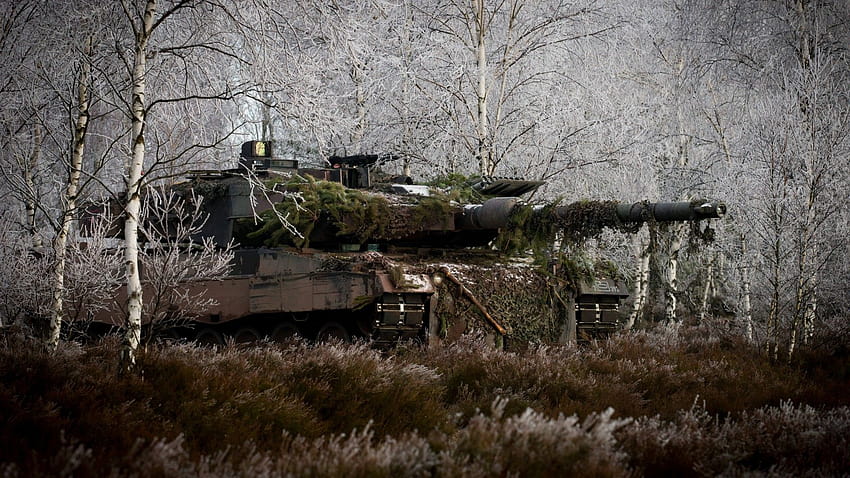Leopard 2, 2a6m, Can, MBT, tank, German, forest, Bundeswehr, camo, winter, Military, camo vehicles HD wallpaper
