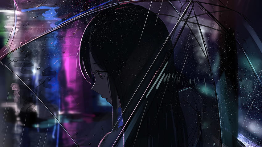Anime Girl Transparent Umbrella Rain , Anime, Backgrounds, and, rain anime HD wallpaper