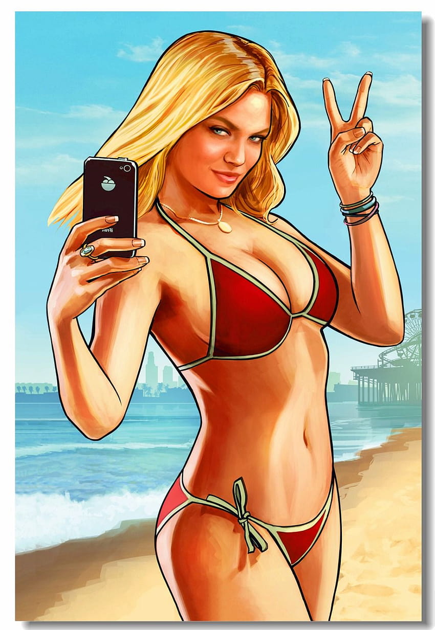 Impressões de parede em tela personalizadas Pôster Grand Theft Auto V Jogo GTA 5, gta 5 meninas Papel de parede de celular HD