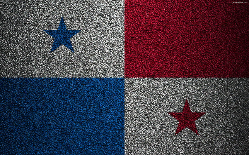 Flag of Panama, leather texture, North, panama flag HD wallpaper