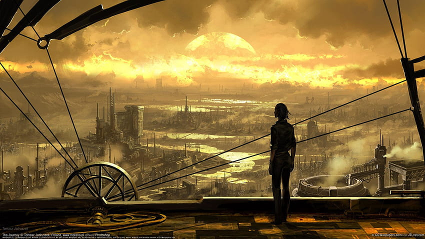 Steampunk City, loner HD wallpaper