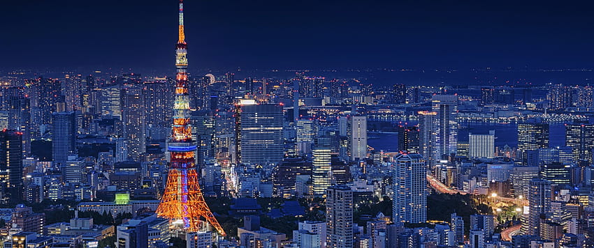 3440x1440 Japan Tokio, Nacht ... Jungfrau HD-Hintergrundbild