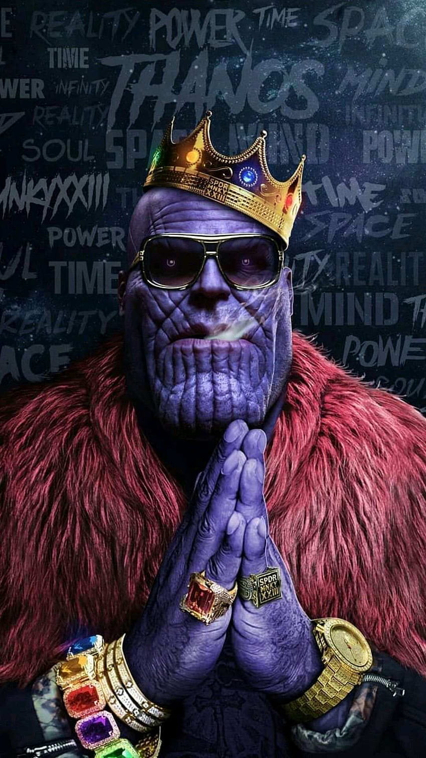 Avengers Thanos Hip hop Crown Gold Chains Rings Infinity Stones HD phone wallpaper