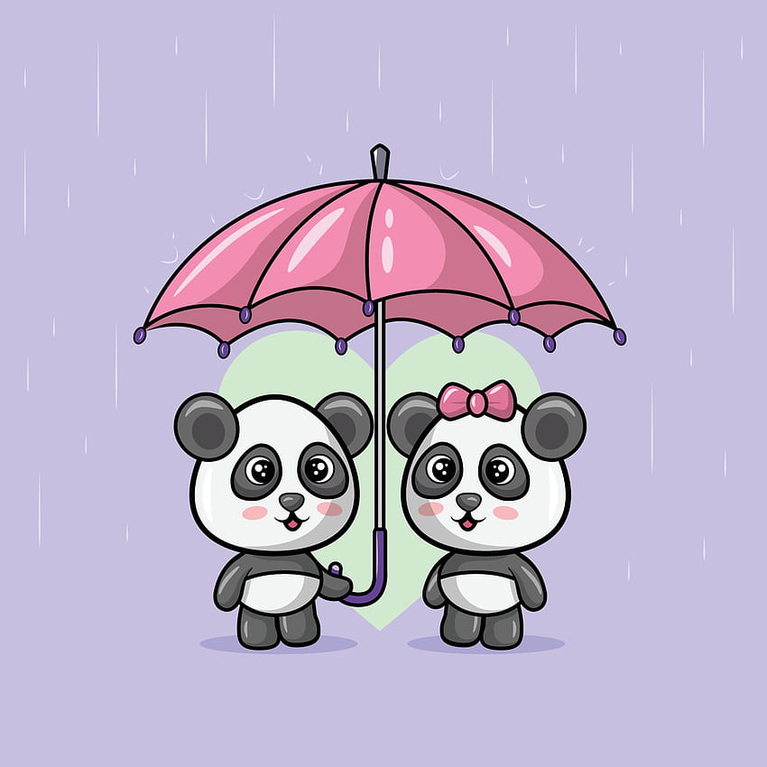 Illustration of cute panda couple animal using umbrella together 3538221  Vector Art at Vecteezy HD phone wallpaper | Pxfuel