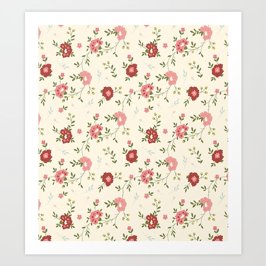 Vintage spring floral backgrounds Art Print by Simply HD phone wallpaper