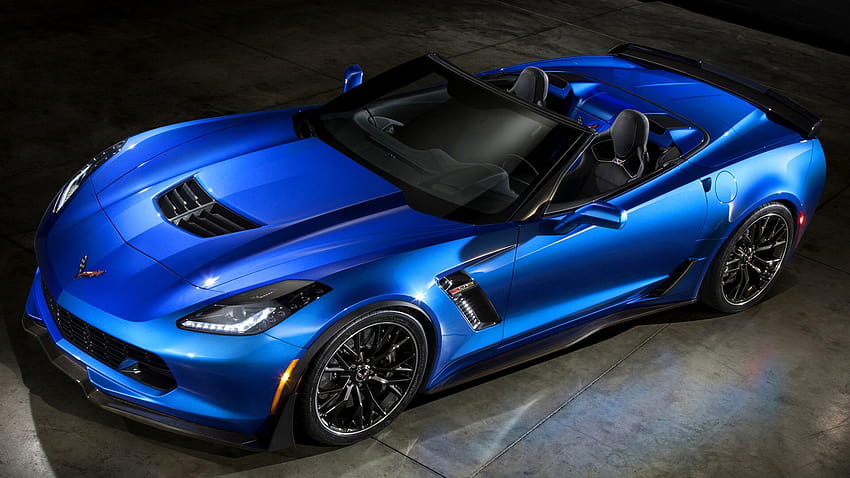 New Chevrolet Corvette Z06 Convertible Blue Car, blue corvette HD wallpaper