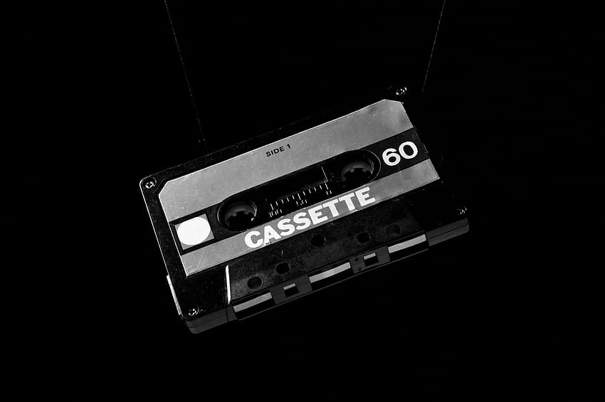 Cassette blanco y negro · Stock, cinta de música fondo de pantalla