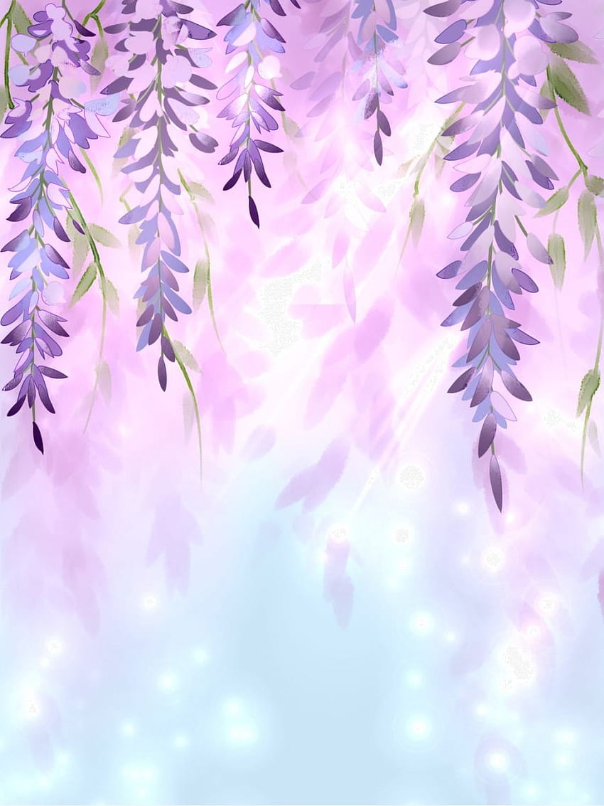 Glyzinien-Blumen-Hintergrund-Illustration, Anime-Blumen HD-Handy-Hintergrundbild