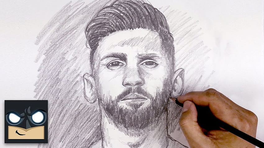 Lionel Messi rysunek, ołówek, szkic, kolorowa, realistyczna sztuka Tapeta HD