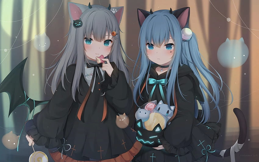 2560x1600 Gothic Anime Girls, Loli, Animal Ears, Cute, devil anime girls HD wallpaper