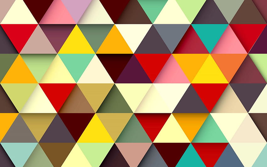 Latar belakang segitiga abstrak, beraneka warna, geometris beraneka warna Wallpaper HD