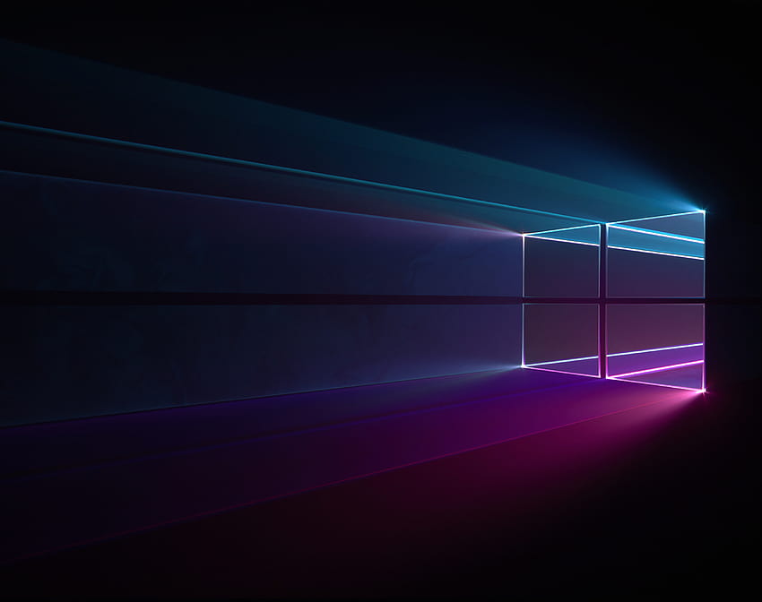 Windows 10-Standardhintergründe Schwarze, violette Fenster HD-Hintergrundbild