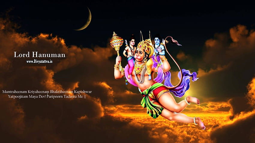 Divyatattva Astrologie Horoskope Hellseher Tarot Yoga Tantra Okkulte Videos: Lord Hanuman Rama Bhakta Hanuman Pavan Putra Hindu-Götter, Hanuman Live in voller Größe bei Divyatattva India, Hanuman animiert HD-Hintergrundbild