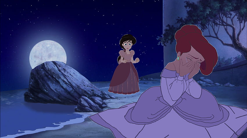 Princess Melody, for the first time, sees her mother; Queen Ariel crying, crying princess HD wallpaper