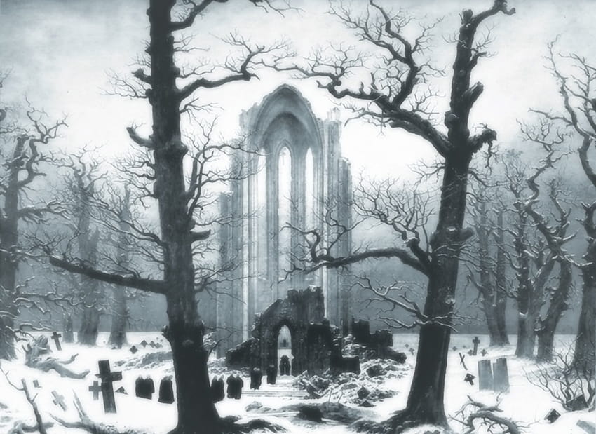 3 Cemetery, gothic fantasy winter HD wallpaper