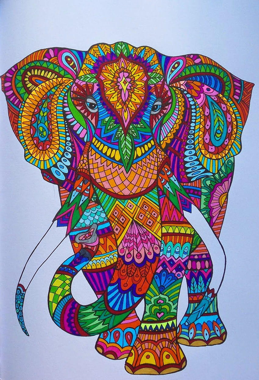 Het enige echte 'Kleurboek voor Volwassenen', Zentangle-Elefanten HD-Handy-Hintergrundbild