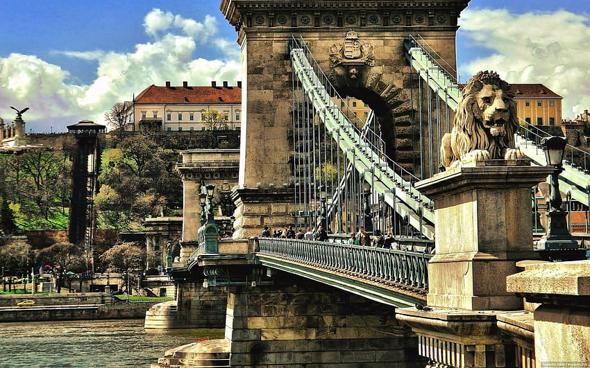 ハンガリー鎖橋ブダペスト ヨーロッパ ハンガリー、ブダペストの春 高画質の壁紙