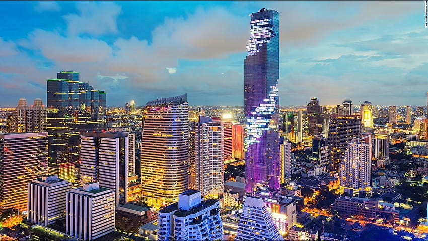 Le sol en verre passionnant de Mahanakhon SkyWalk à Bangkok est destiné au bâtiment haut de Bangkok Fond d'écran HD