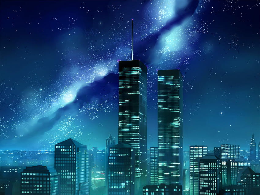 Building city night original scenic seo tatsuya sky stars, city anime tower  HD wallpaper | Pxfuel