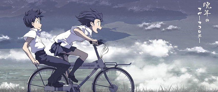 Anime boys riding a bicycle Ultra Wide TV HD wallpaper