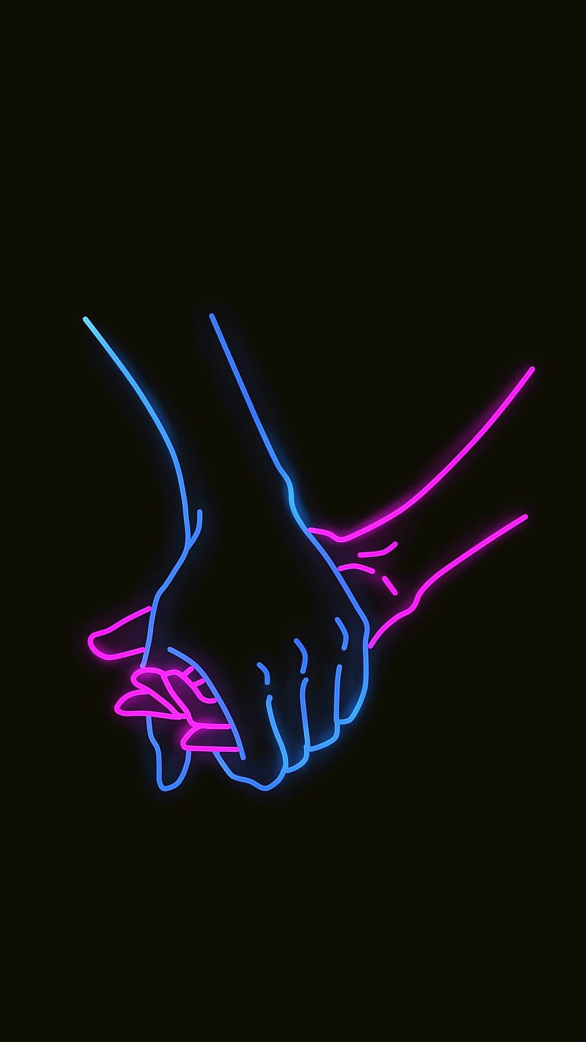 Tomados de la mano Neon Black Love Android fondo de pantalla del teléfono