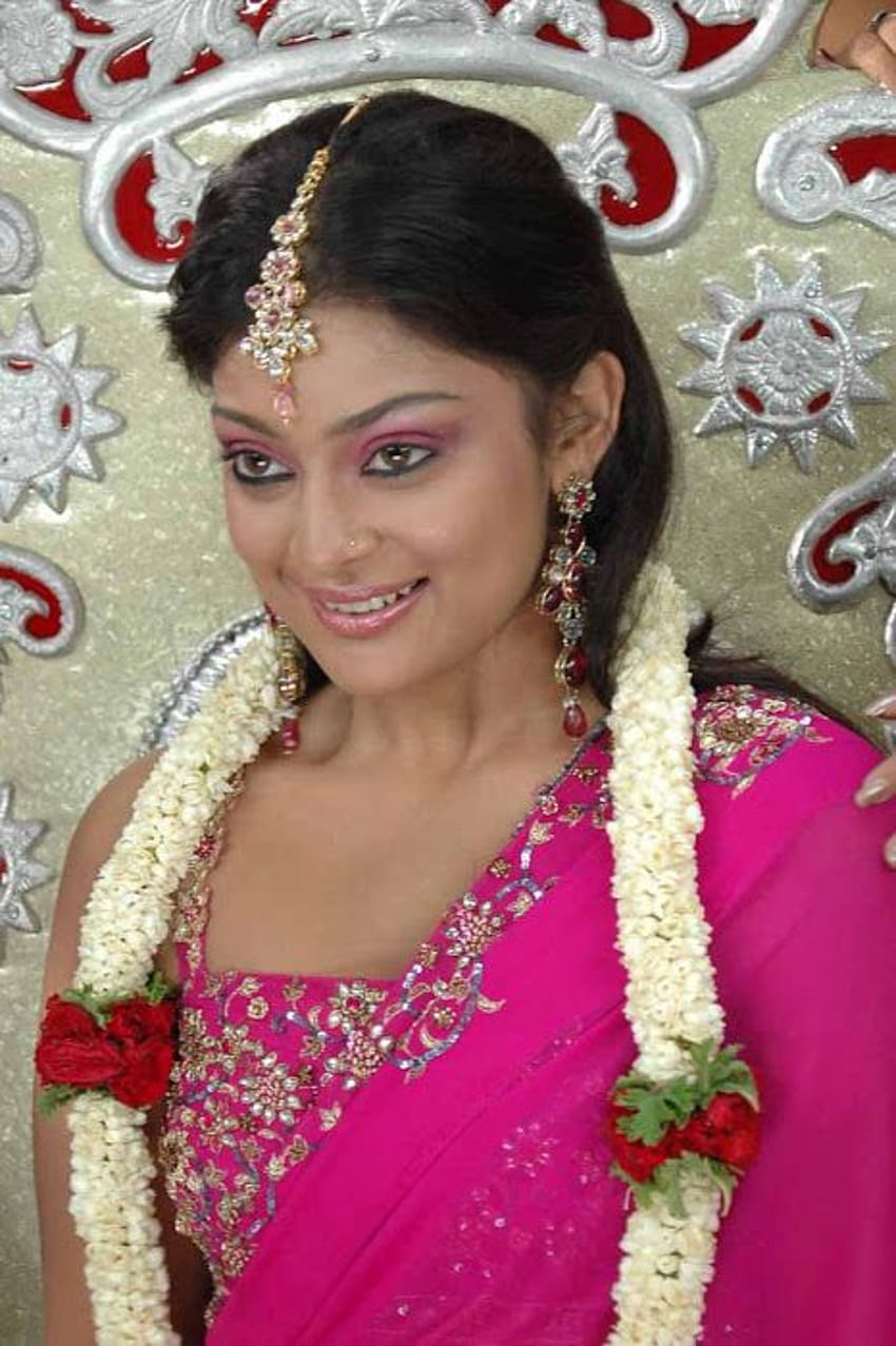 Bela atriz indiana fofa, s de filmes: Soundarya Jayamala últimas s de saree rosa quente Papel de parede de celular HD