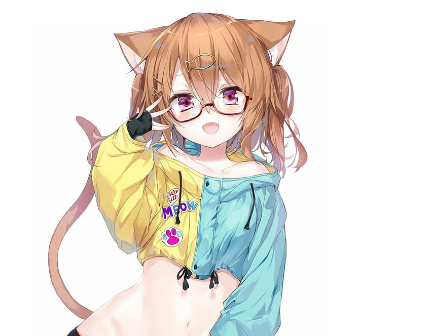 Anime girl with hot sale cat hoodie