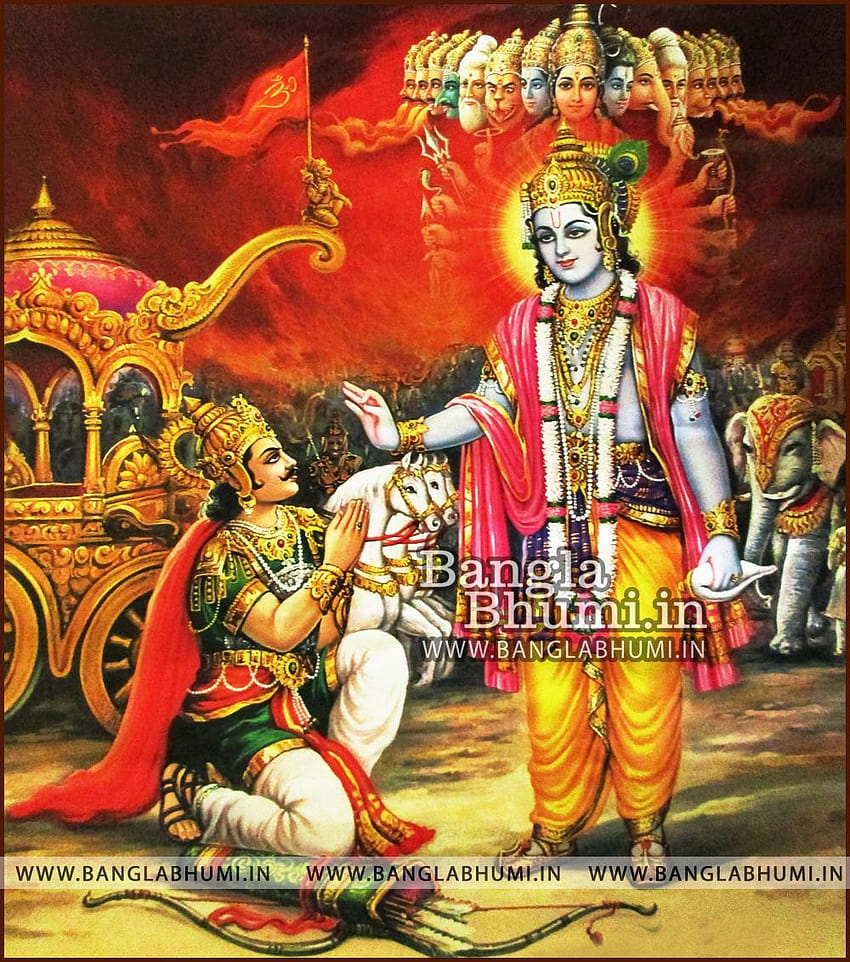 Geeta Mahabharat Shri Krishna and Arjun India God Poster, krishna geeta iphone HD phone wallpaper