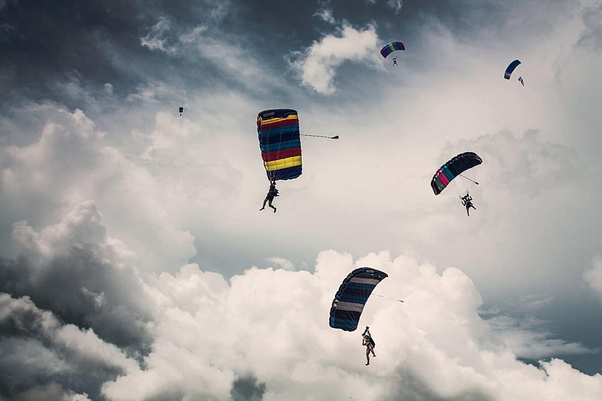 Sky Parachuting, fantastic parachute HD wallpaper