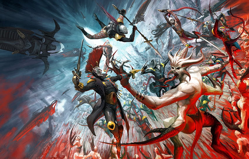 kekacauan, eldar, setan, Warhammer 40 000, harlequin, Slaanesh, Penjaga Rahasia , bagian фантастика Wallpaper HD