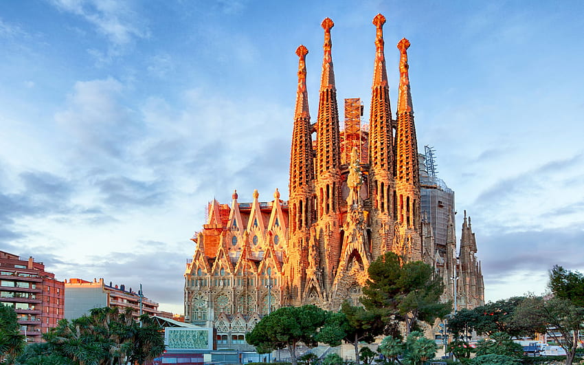 Sagrada Familia, spanish landmarks, Gaudis, spain barcelona HD wallpaper