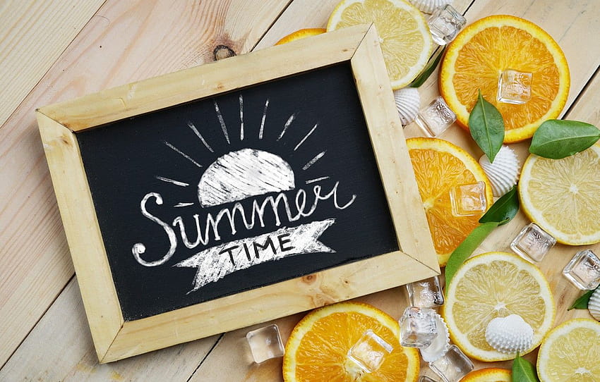 レモン, オレンジ, 氷, レモン, 氷, 夏, 果物, 果物, オレンジ, シトラス, こんにちは, スライス , セクション еда, こんにちは夏の果物 高画質の壁紙
