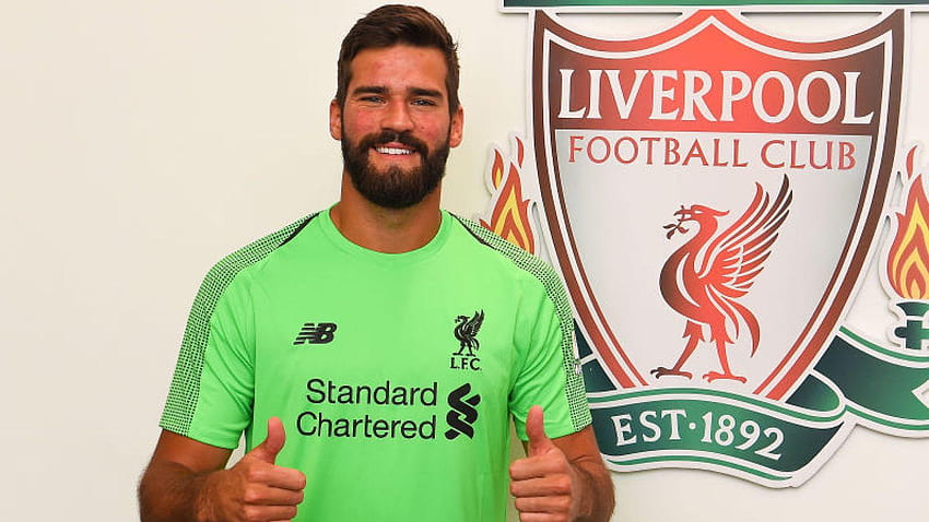 Download Alisson Becker Purple Liverpool Jersey Wallpaper