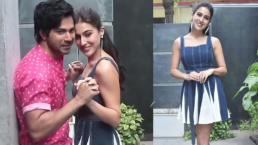 Sara Ali Khan and Varun Dhawan put their best fashion foot forward as they step out to promote 'Coolie No 1' HD wallpaper
